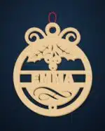 Personalized wood Christmas ornament with the name EMMA
