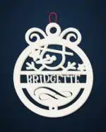 Personalized wood Christmas ornament with the name BRIDGETTE